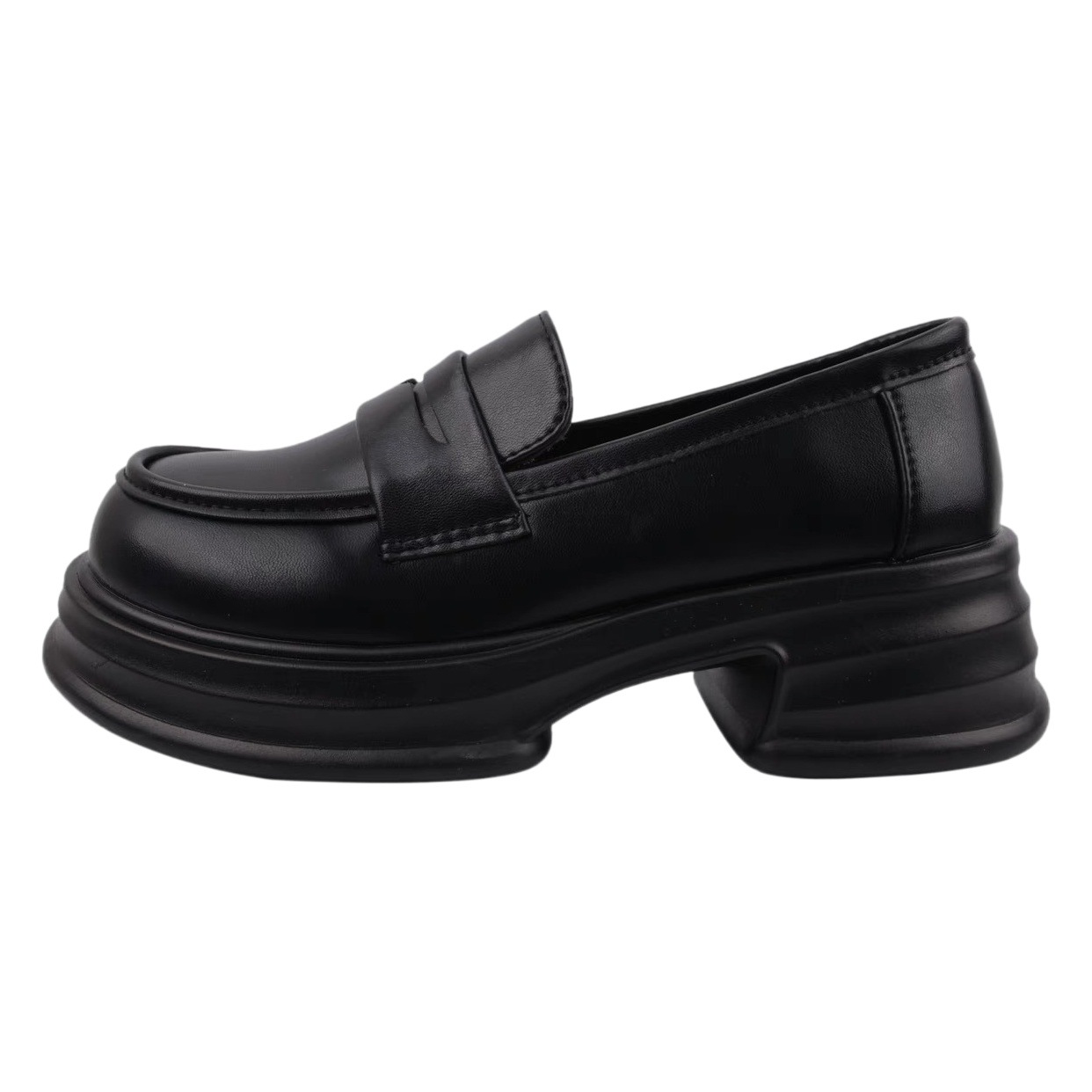 Round-Toe Thick-Soled Women's Black College-Style Leather Shoes Versatile British Loafers 2026 Formal Shoes Jk Shoes