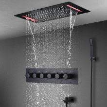 七彩遥控LED灯按摩花洒暗藏式多功能雨淋喷雾瀑布花洒卫浴龙头