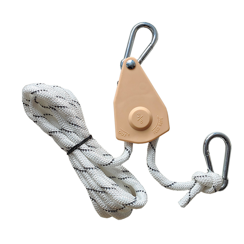 구스 옐로우 3/8 특대형 - 금속 바퀴 내장 - 강화 나일론 쉘 - 로프 두께 10mm-5m 흰색 반사 로프