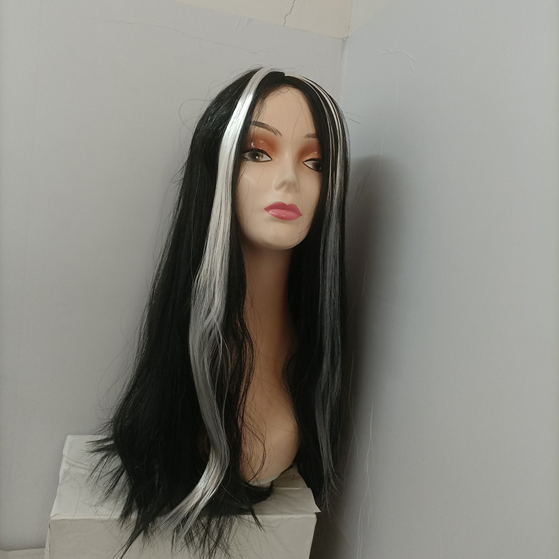Halloween Long Straight Hair Sadako Adult Female Ghost Bride Horror Dance Party Cosplay Ghost Festival Wig Short Hair