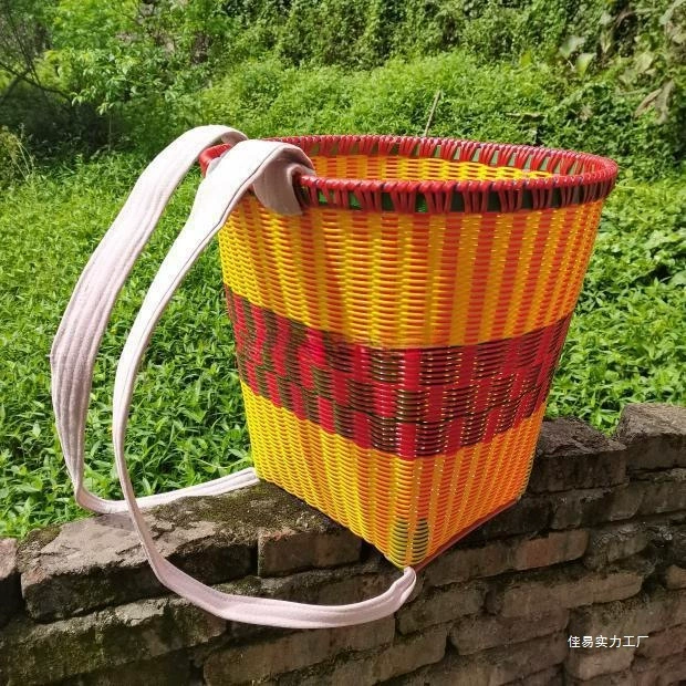 Пластиковая плетеная корзина для хранения чайных листьев из бамбука, красочные корзины для покупок, домашнего использования, сбора, выступлений и танцев из бамбукового плетения.