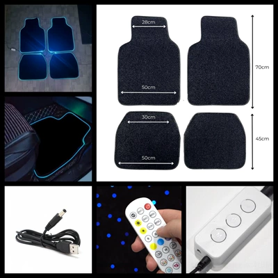 Amazon Us Dropshipping Simple Line Design Car Luminous Border Floor Mats Car Interior Floor Mat Set of Four Factory Ready Stock (Car Carpet) - universal-rgb-mixed-white-light-voice-control-with-usb-cable