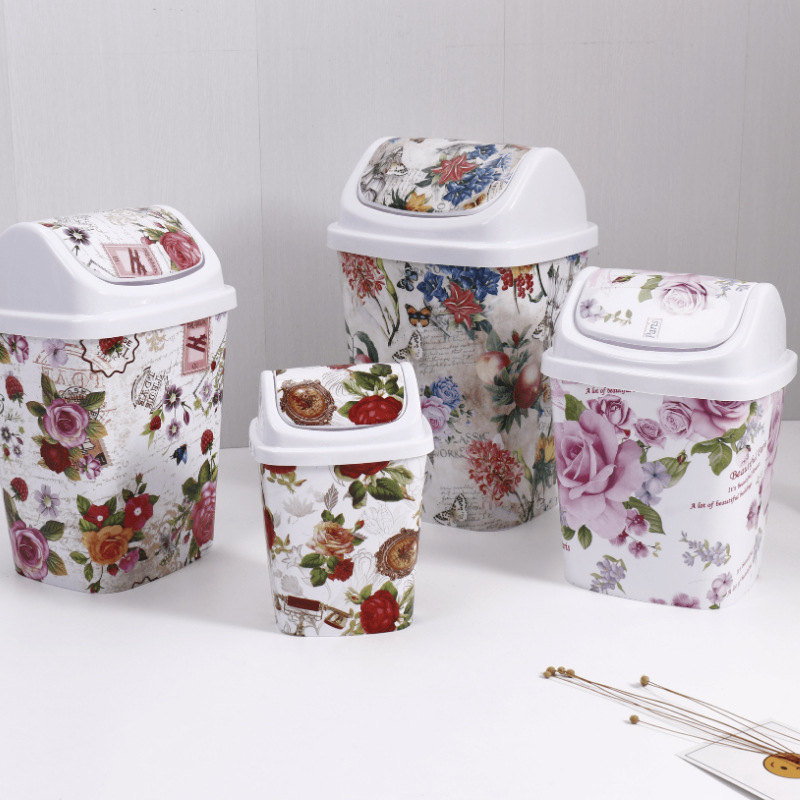 2022 Oval Rocking Lid Color European Style Creative Fashion Household Living Room Trash Bin Kitchen Bathroom Trash Bin