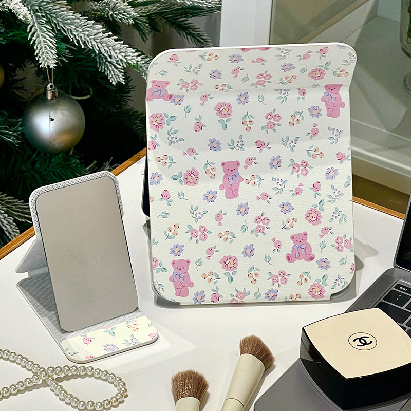 Espejo plegable de dibujos animados de escritorio de pie espejo de maquillaje dormitorio de estudiantes lindo portátil mini espejo al por mayor