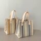 Korean style Internet celebrity style double-sided striped 100 bags canvas shopping bag student office worker lunch box bag commuter handbag female