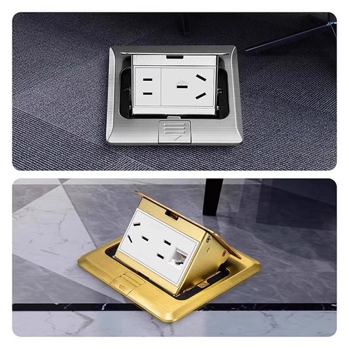 International electrician all-copper waterproof pop-up floor plug hidden five-hole concealed wall multi-function hidden ground socket