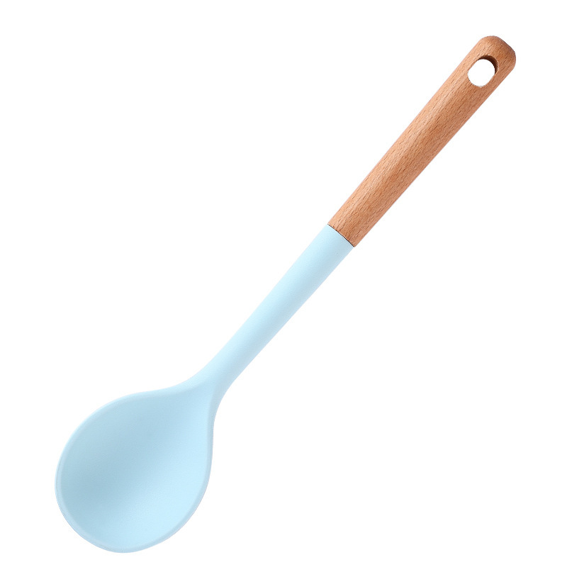 Nórdico Morandi color alargado mango de madera de silicona cocina 12 piezas set antiadherente cocina de silicona especial