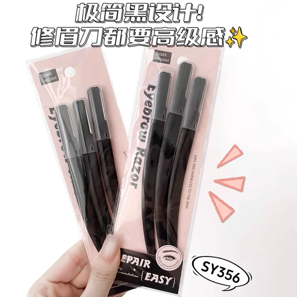 Lmltop Cross-Border Exclusive Macro Eyebrow Trimmer 3-Pack Stainless Steel Eyebrow Trimmer Beginner Eyebrow Trimmer Sy356