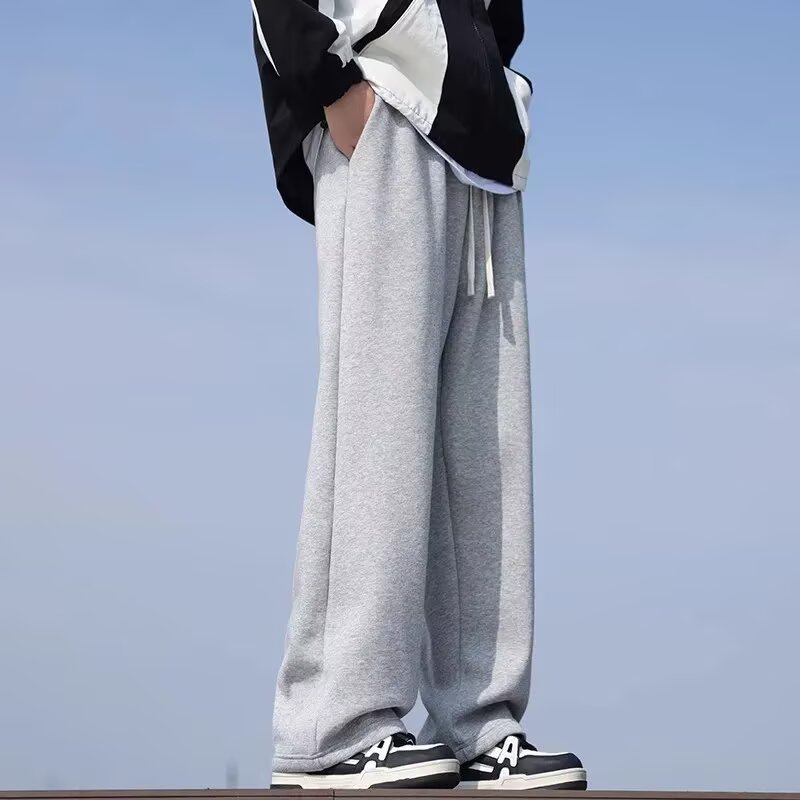 2025 Spring/Summer Men's Loose Black Casual Long Pants Trendy Versatile Sports Straight Thin Sweatpants