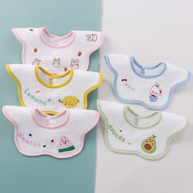 Cartoon children's cotton gauze eating bib
