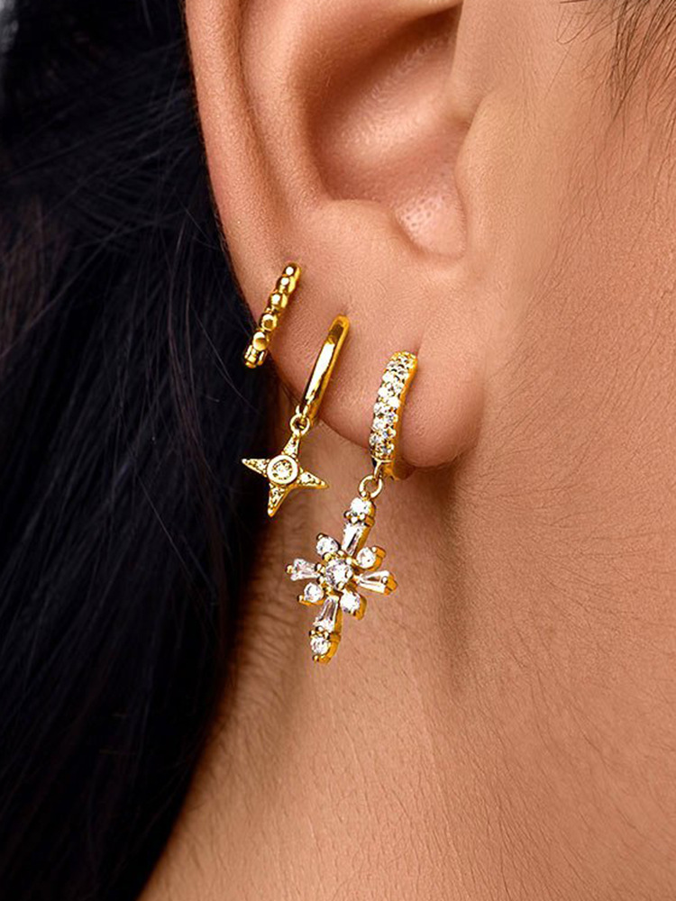 Jewelry Micro-studded Eight Pointed Star New Cross-border Personality Earrings Wholesale display picture 3