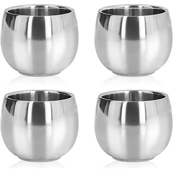 304 stainless steel double-layer insulated tea cup, sushi restaurant tea cup, mini liquor cup, Korean-style round shape