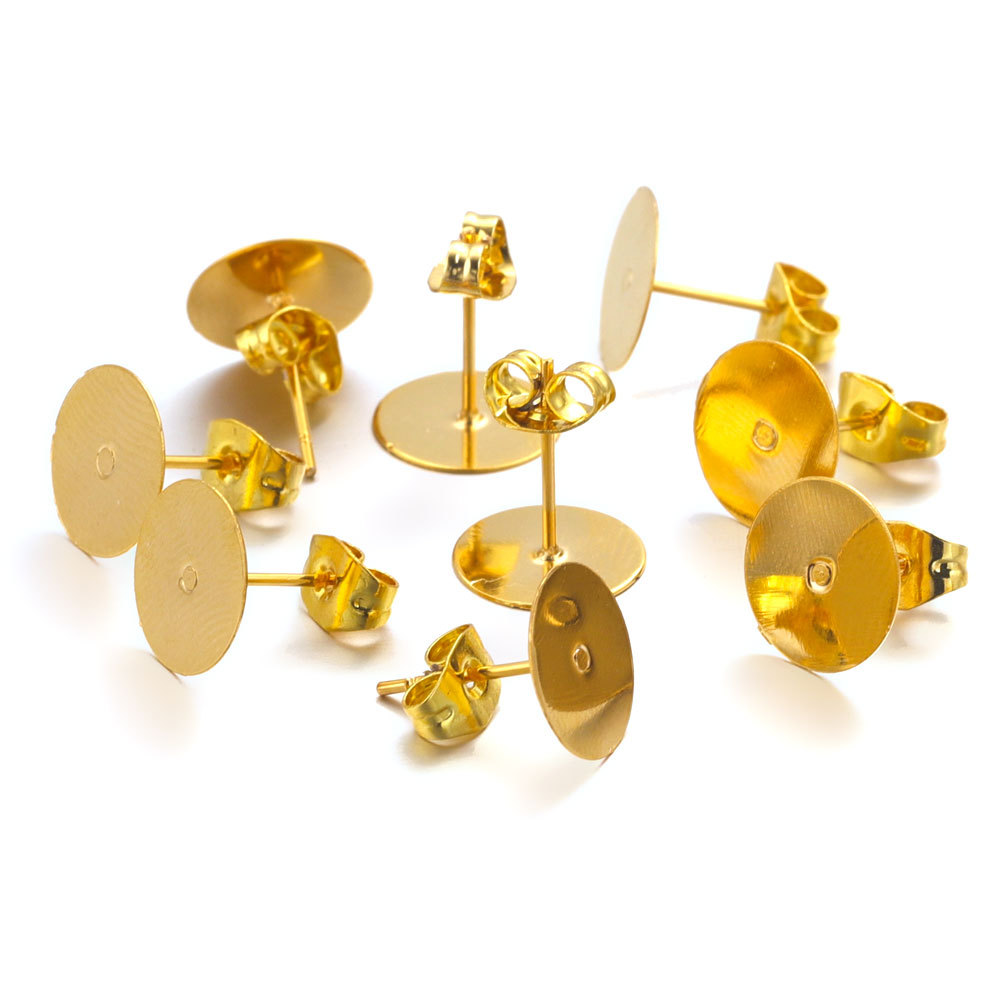 Pendientes de acero inoxidable pendientes en blanco trasero pin DIY pendientes que hacen suministros tapones para los oídos accesorios de la joyería al por mayor