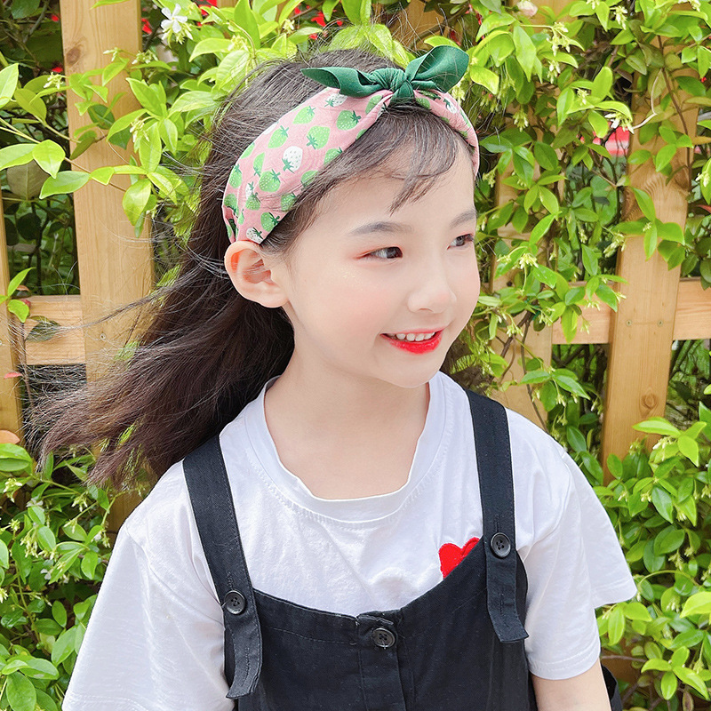 Cute children hairband Korean strawberry bow non-slip headband little girl princess girl headdress hair accessories wholesale