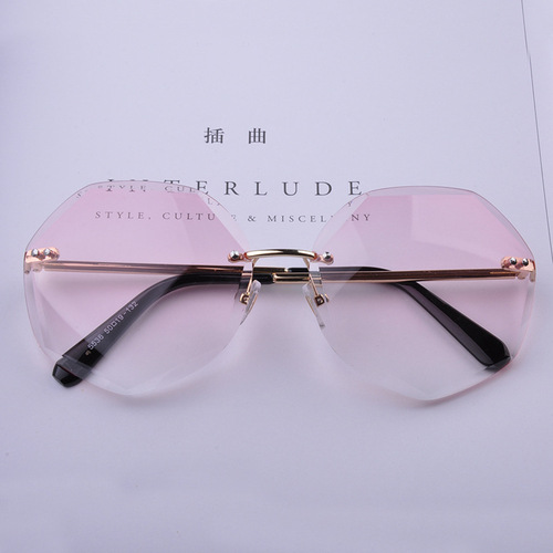 Direct factory supply fashionable new edge gradient sunglasses for women, Korean style, trendy round face sun shade sunglasses that show temperament