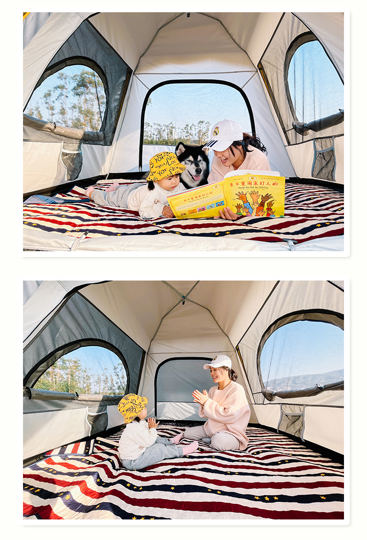 Tent Outdoor Portable Folding Automatic Quick-opening Black Rubber Oxford Cloth Camping White Delicate Camping Anti-rainstorm