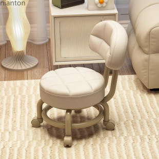 Universal wheel small stool door removable shoe changing stool home living room bedroom pulley low stool beautiful seam wipe belt baby