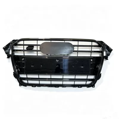 S4 Style Front Grille with Chrome and Glossy Black Finish for 2013-2016 Audi A4 S4 B8.5 (Zhongwang) - 2013-2016-s4-china-net-bright-black-black-frame-black-label