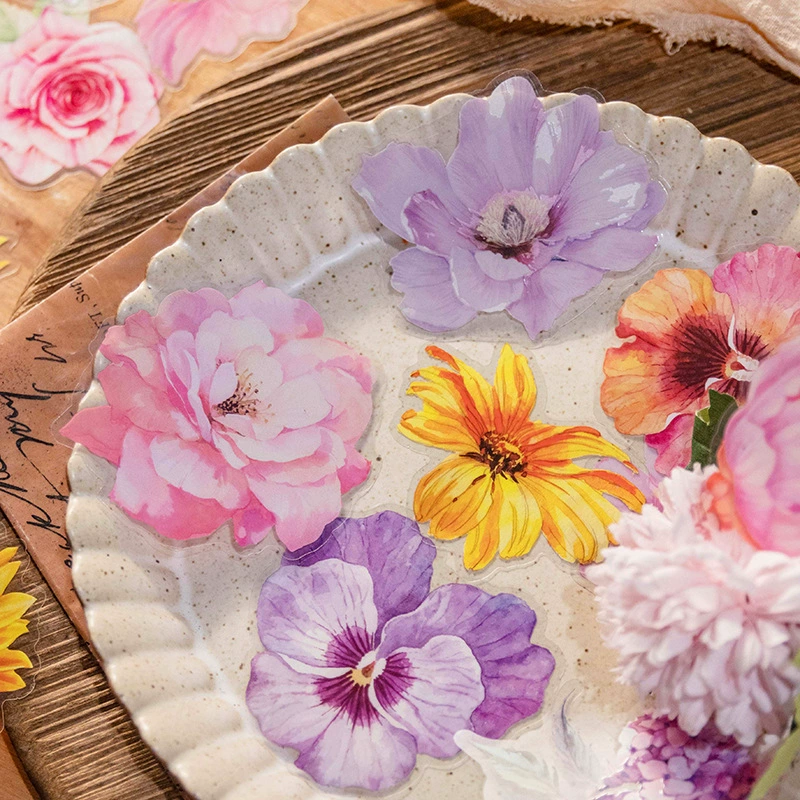 梦之舞 Flower blooming series PET sticker crystal ink printing ins ink printing 10 photos