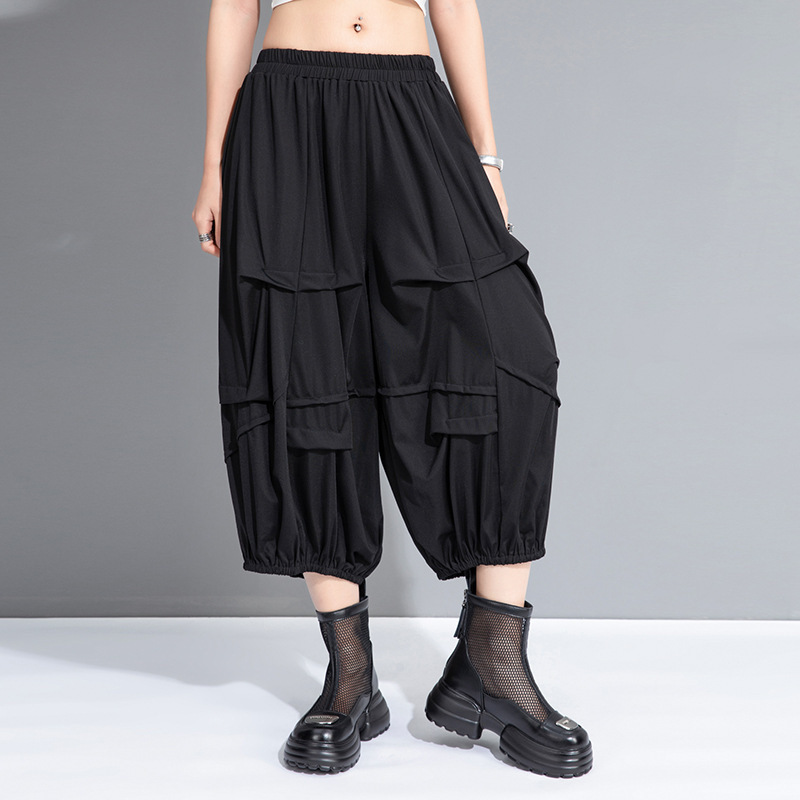 Yamamoto Diablo Style Women's New Autumn Casual Pants Wide Leg Cropped Pants Loose Street Fashion Discount Wide Leg Pants