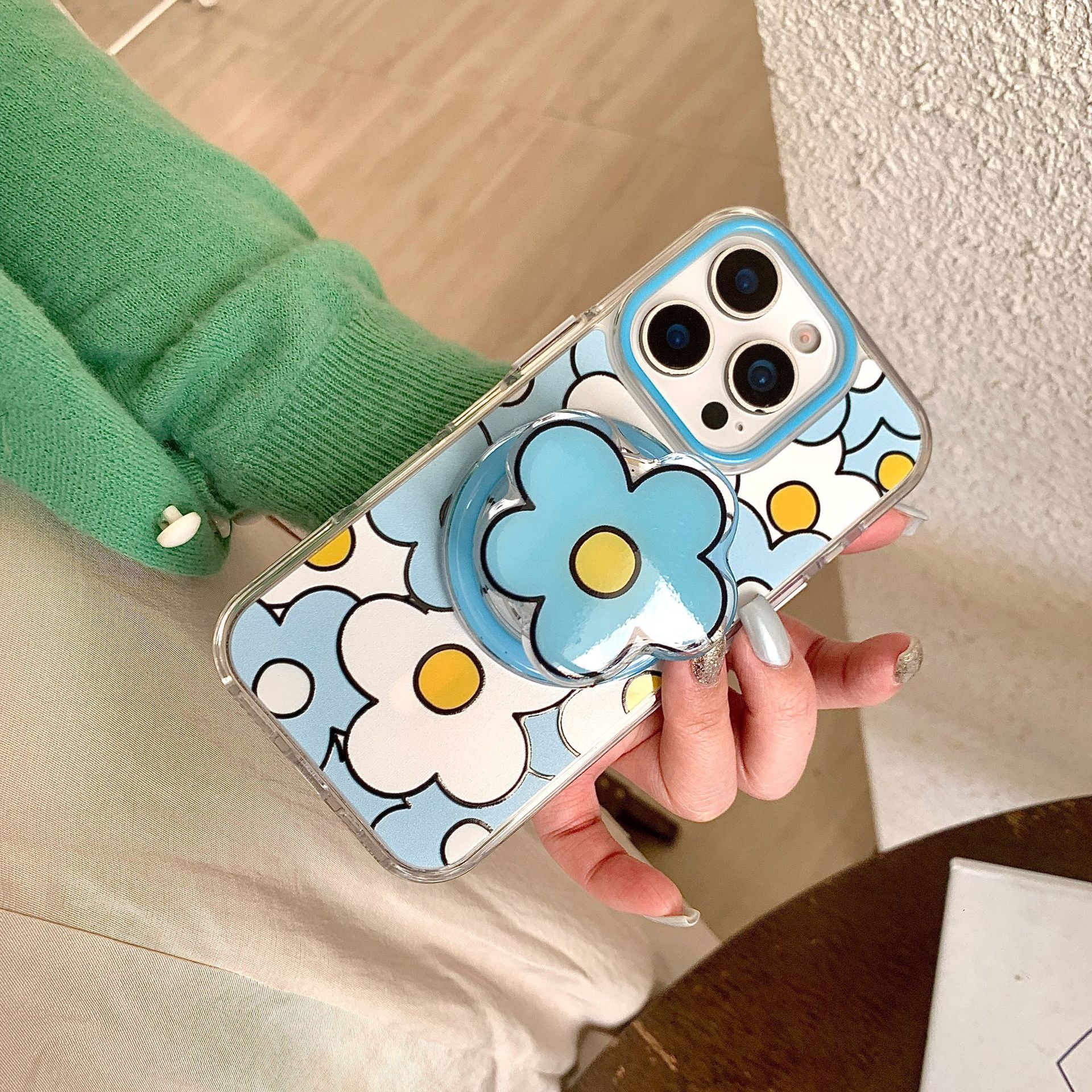 Las nuevas flores azules de nicho son adecuadas para Apple 16ProMax Pareja 15Pro Magnetic 14/13 Funda para teléfono móvil 15PM