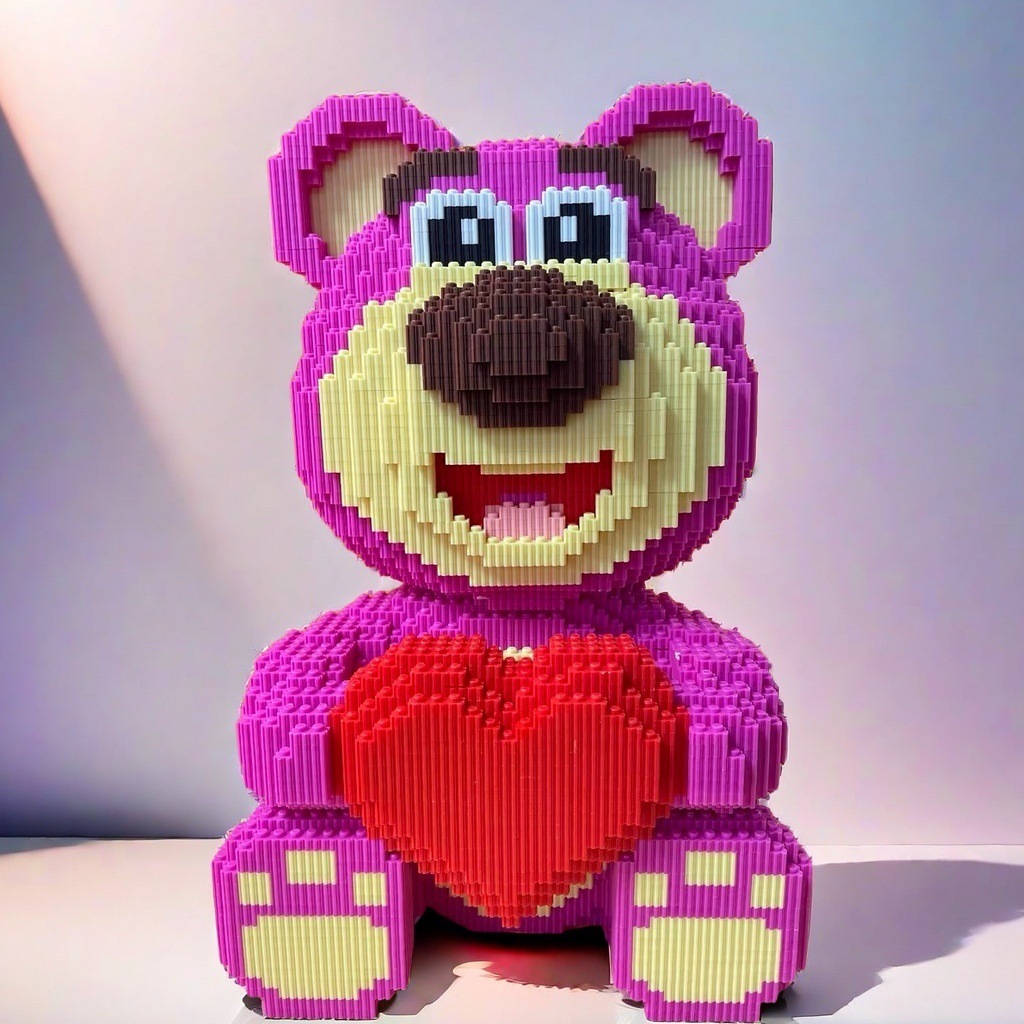 (2개) 국경을 넘나드는 인기상품(무료라벨링) 차오러센 딸기곰 시리즈 빌딩블록 소립자 교육용 장난감 장식품