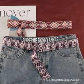 学生军训帆布腰带糖果色皮带D字扣牛仔裤男女工装裤腰带帆布带