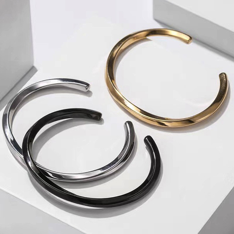 Stainless Steel Simple Style C Shape Plating Cuff Bracelets display picture 2