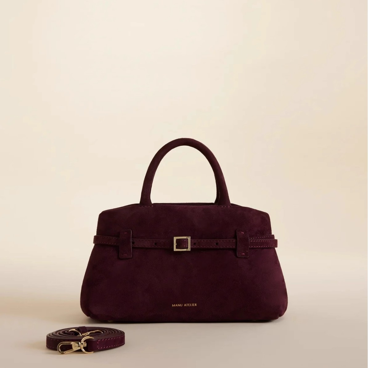 MANU ATELIE 여성용 애로우 백 LE CAMBON25 스웨이드 숄더 백 핸드 토트 백