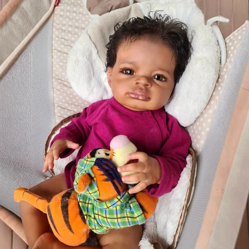 50cm muñeca de simulación muñeca de piel negra Lanny transfronteriza suministro de Venta caliente entrega de una sola pieza