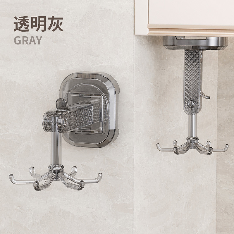 Hoje en casa ventosa seis garras rotatoria gancho de cocina sin perforación pared colgante multifuncional gabinete de baño pared colgante estante de almacenamiento image 7