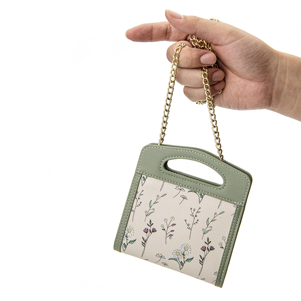 Cartera femenina de alto nivel flor y hierba bolsa de tarjeta de mano 2024 nueva cadena cambio cremallera moda damas