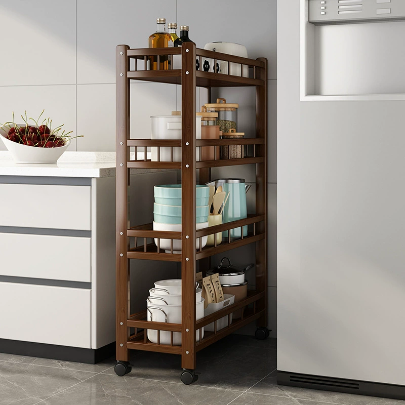 Подставка для хранения с колесом Подъемная кухонная зазорная шкафчик для детей простая книжная полка многослойная массивная древесина