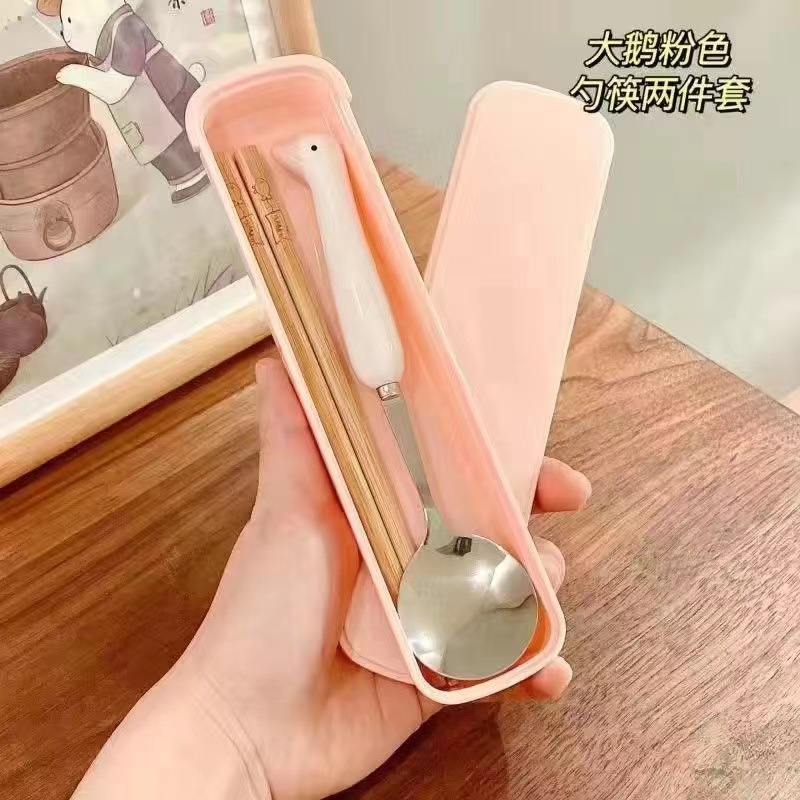 분말 오리 (숟가락 나무 젓가락) 분말 상자