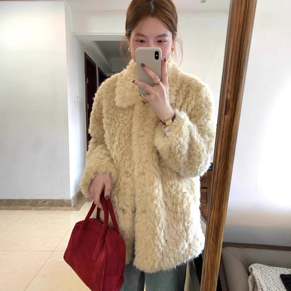 今年流行冬季宽松羊羔毛加厚毛毛外套女年轻温柔系仿皮草绒绒上衣