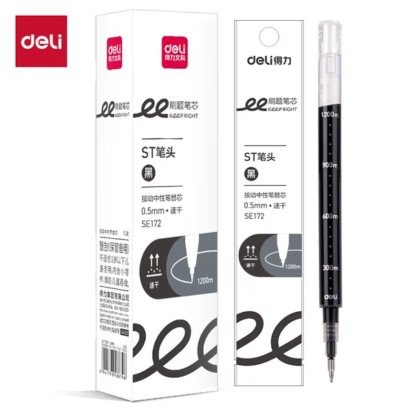 Deli S888 Quick-Dry Retractable Pen Refill 0.5mm Full Needle Tip St Head Gel Pen Refill Wholesale