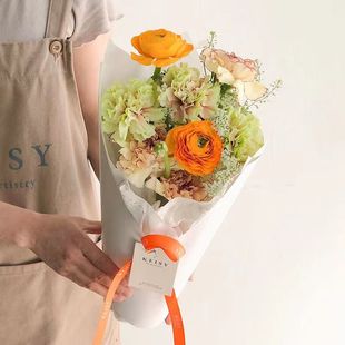 Teacher's Day Waterproof Round Flower Arrangement Bucket Hand-Held Flower Box Packaging Sweet Little Flower Bucket Internet-Famous Palm-Sized Flower Box