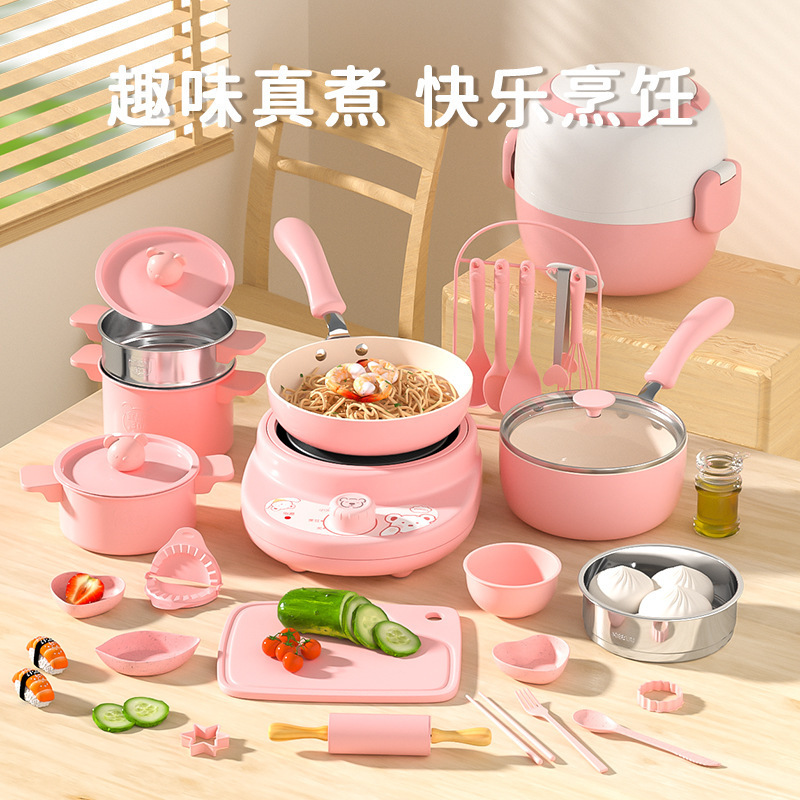 Mini Kitchen Real Cooking Full Set Wholesale Play House Boys and Girls Birthday New Year Gifts Real Cooking