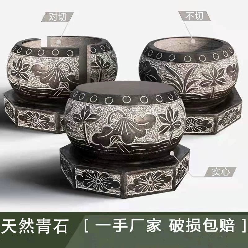 Зеленый каменный резной столб, основание столба, античный строительный фундаментный каменный столб