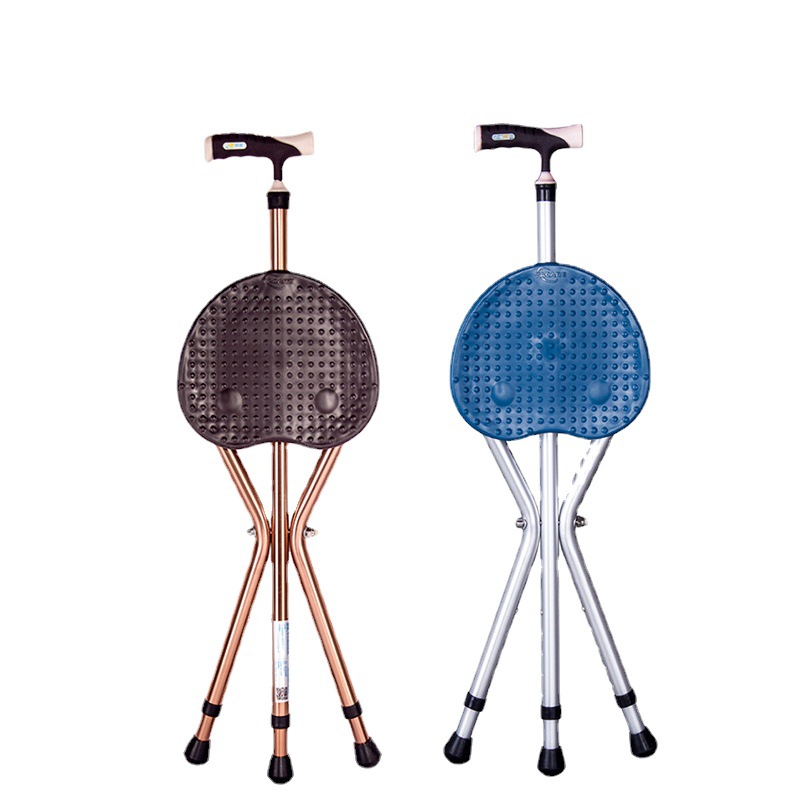 Taburete para caminar de aleación de aluminio para ancianos taburete de tres patas taburete de mano ajustable bastón ligero estable aleación de aluminio plegable