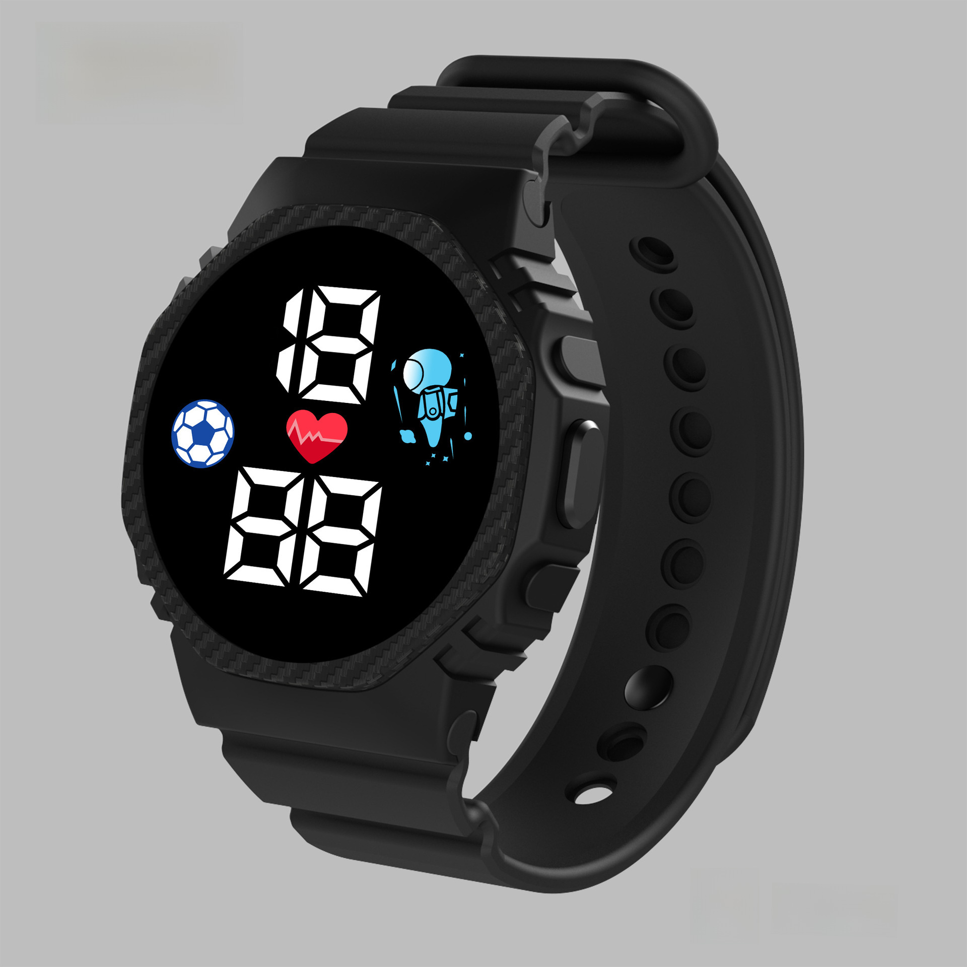 Electronic football square waterproof watch