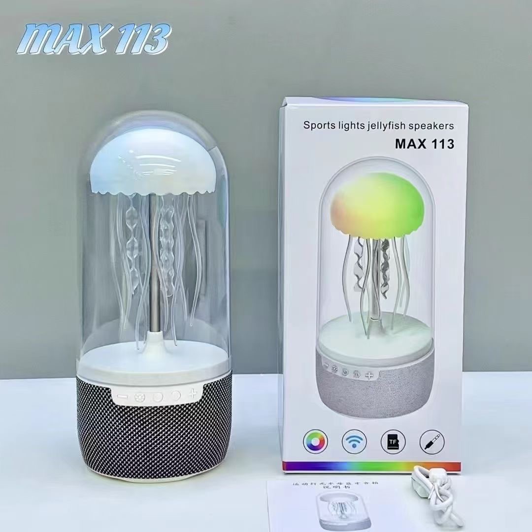 Altavoz Bluetooth mini con luces LED multicolor, diseño de medusa, portátil e ideal como regalo decorativo de escritorio
