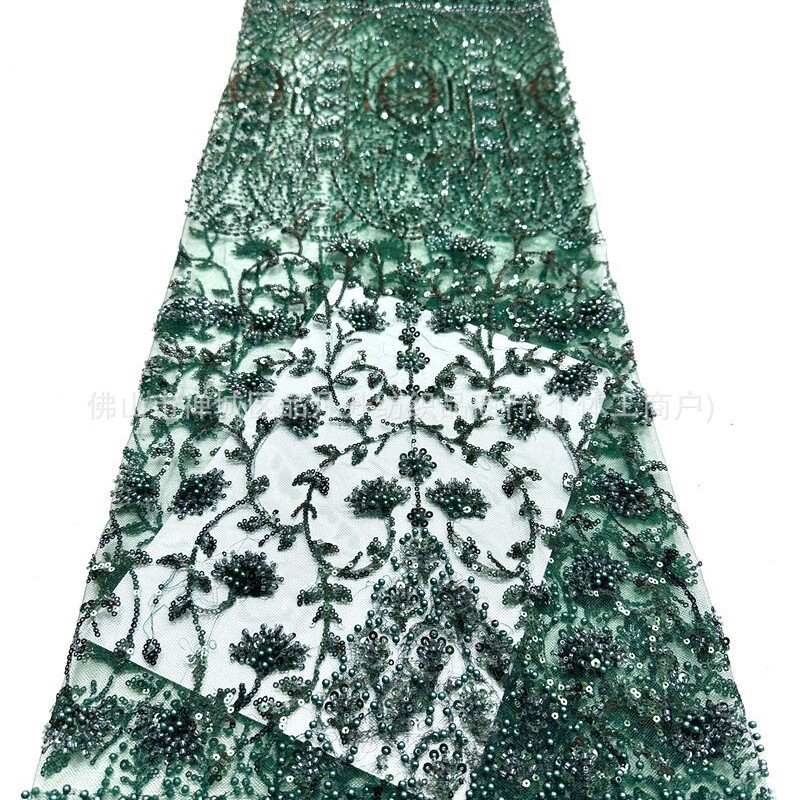 2026 nuevo diseño de fabricantes pesados cuentas bordadas tela de vestido de noche de lujo de alta calidad al por mayor