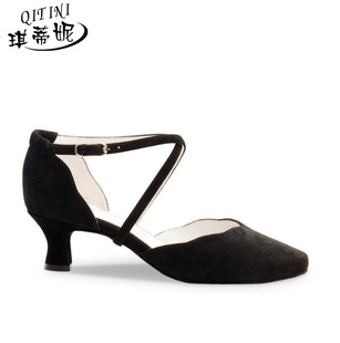 Hong Kong Chidini Women's Latin Dance Shoes First Layer Cowhide Soft Sole Professional Mid-heel 5CM Dance Shoes for Women 572-50