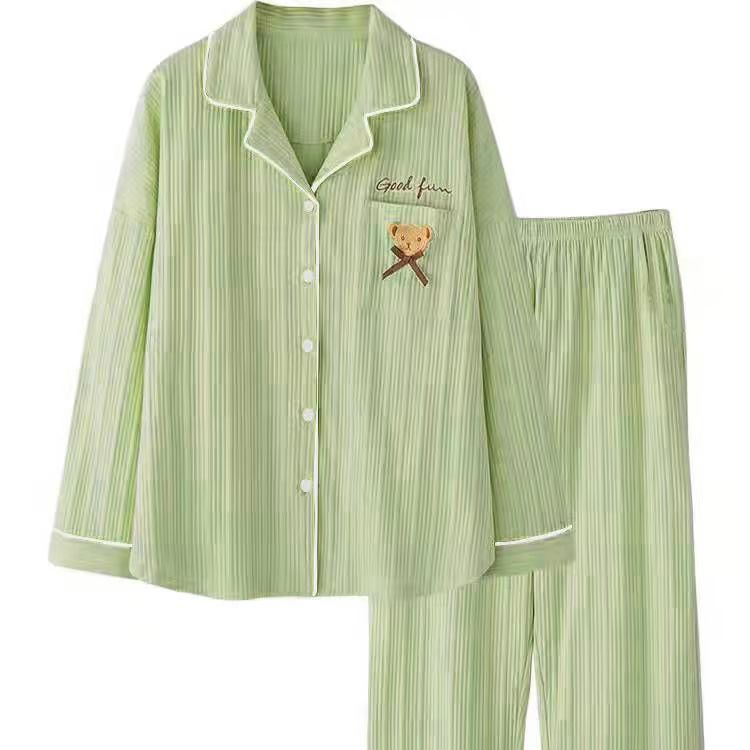 New Cartoon Bear Pajamas Women's Korean-style 2022 Autumn and Winter Long-sleeved Loose Large Size Home Clothes Autumn Clothes