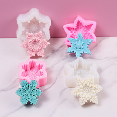 クリスマス雪花ろうそくシリコン金型diy手作り石けん香薫金型3d花香薫ろうそく金型