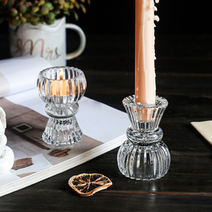European-style glass candle holder home soft decoration hotel dining table small skirt double-purpose candle Cup holiday celebration decoration