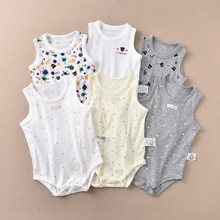 分销背心连体衣薄婴幼A类儿三角包屁无袖哈衣爬服出口日本童装厂