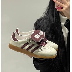 レトロサンバスリーストライプスヒョウ柄馬毛フリップトレーニングシューズ女性のための 2025 春夏の新しいスポーツとレジャーフォレストシューズ
