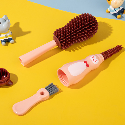 Aiduqi Multi-functional Bottle Brush, 3-in-1 Nipple Brush, Straw Brush, Silicone Bottle Brush, Cup Lid Gap Cleaning Brush